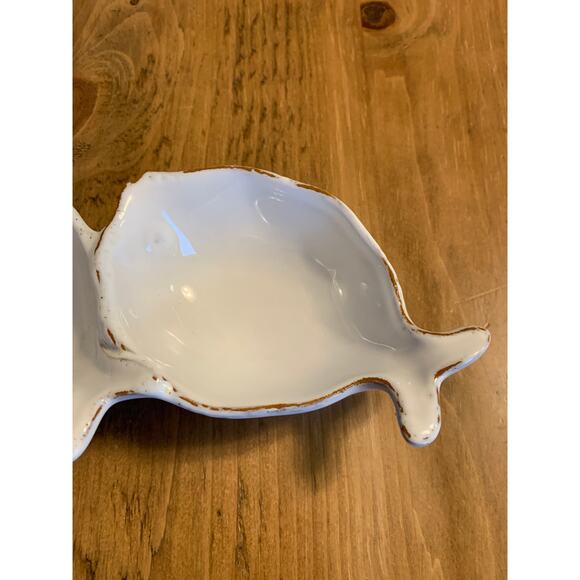 VIETRI Pesce Bianco White Fish Shape 3-part Relish Condiment Dish Cucina Fresca - Picture 4 of 9